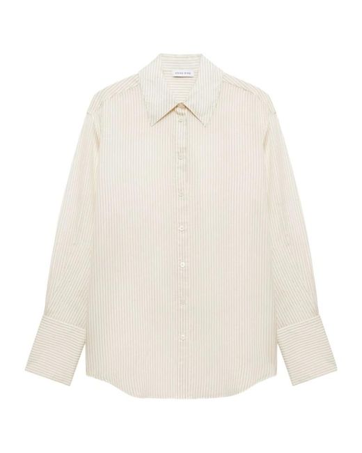 Anine Bing White Bridget Striped Shirt