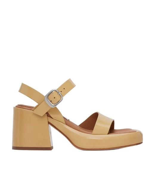 Miista Metallic Square Head Open High-Heeled Sandals