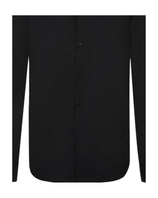 Versace Black Embroidered Collar Shirt for men