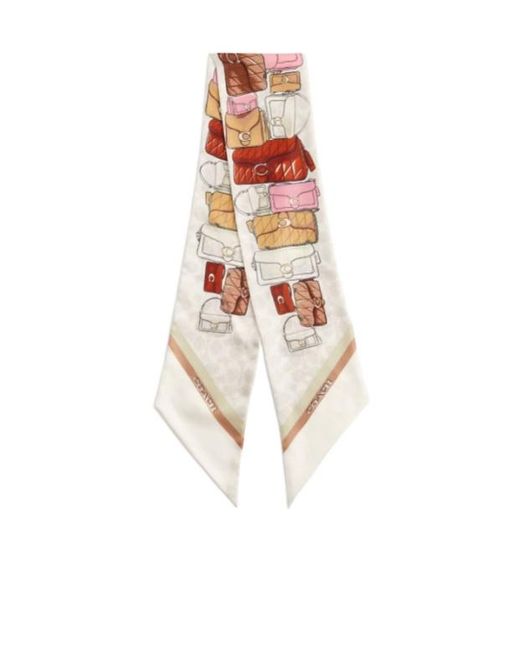 COACH White Printed Thin Scarf