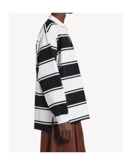 Balenciaga Black Varsity Stripe Long Sleeve Polo Shirt for men