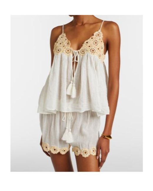 Ulla Johnson White Alessia Crochet-Trimmed Cotton Gauze Top