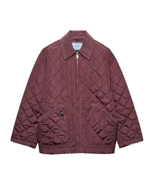 Prada Purple Re-Nylon Triangle-Logo Quilted Jacket