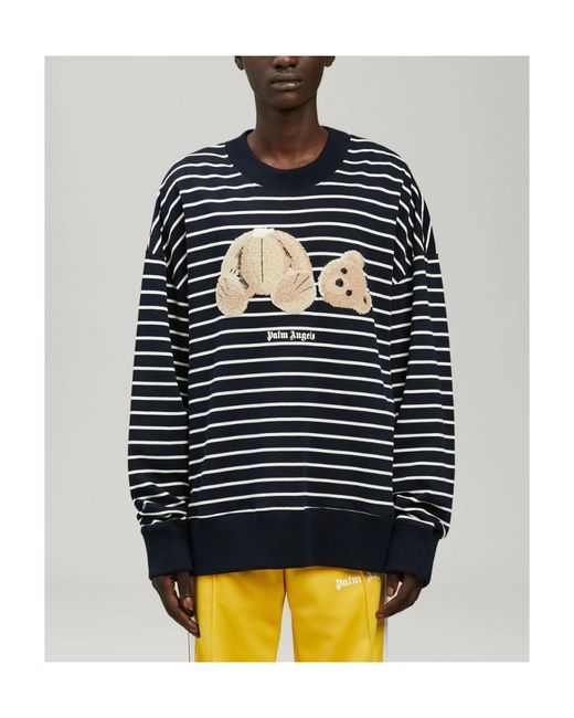 Palm Angels Blue Bear-Print Sweatshirt for men