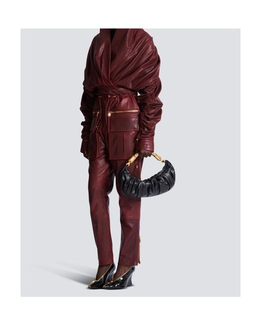 Balmain Black Medium Ebene Ruched Shoulder Bag