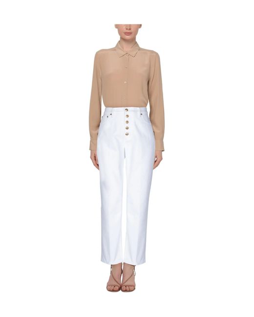 Tory Burch White High-Waisted Straight-Leg Jeans
