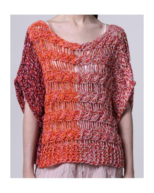 Roberto Collina Red Cable-Knit Top
