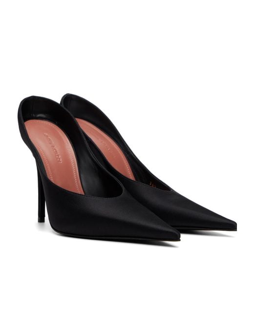AMINA MUADDI Black Anok Mule 105 Pointed-Toe High Heels