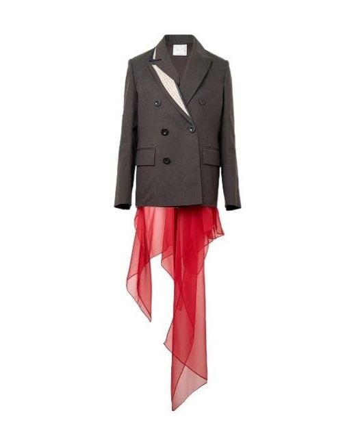 Sacai Red Double-Breasted Suiting Jacket
