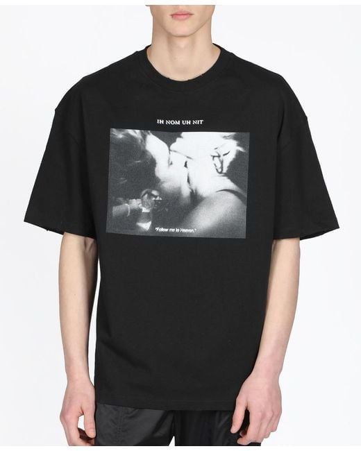 Ih Nom Uh Nit Black Printed Short Sleeves for men