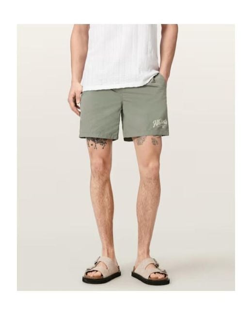 AllSaints Green Odyssey Slim Fit Swim Shorts for men