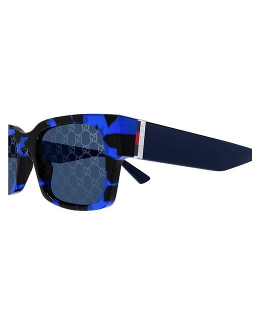 Gucci Blue Eyewear Rectangular Frame Sunglasses
