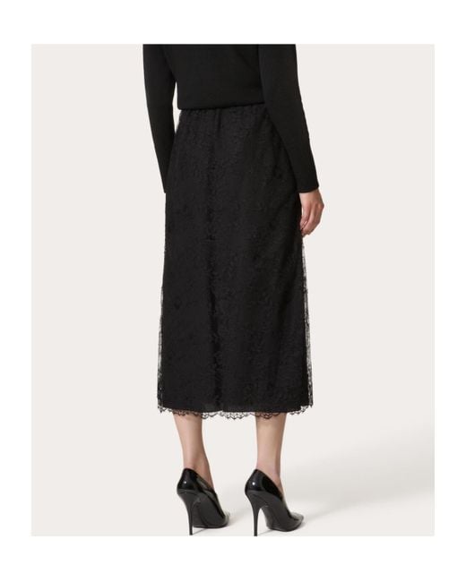 Valentino Black Lace Midi Skirt