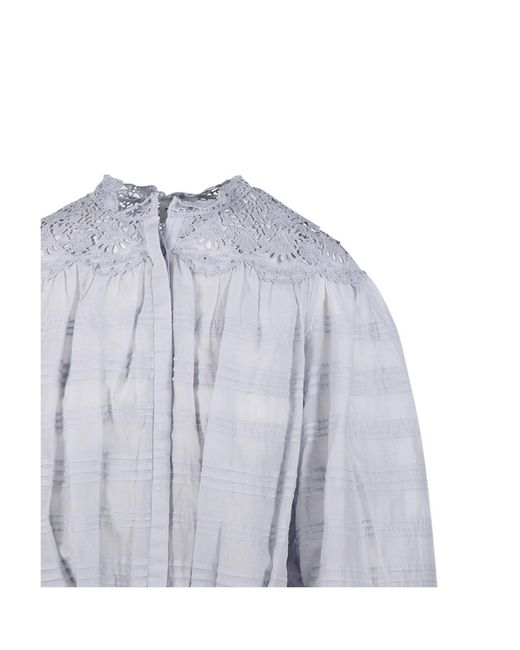 Isabel Marant Blue Isabel Marant Étoile Polly Floral Lace Blouse