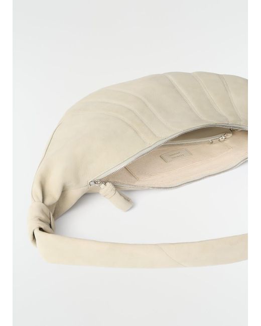 Lemaire Natural Large Croissant Panelled Leather Shoulder Bag for men