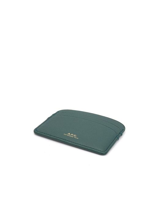 A.P.C. Green Demi-Lune Leather Cardholder