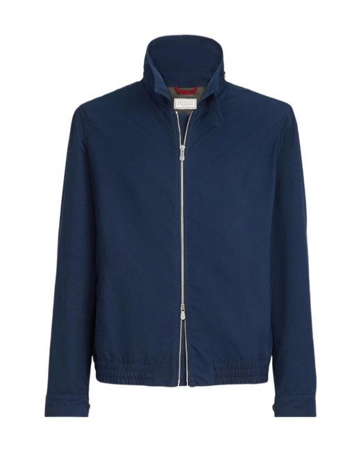 Brunello Cucinelli Blue Water-Resistant Microfiber Outerwear Jacket for men