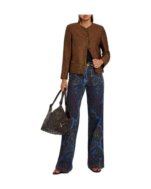 Etro Brown Paisley-Jacquard Tailored Woven Jacket