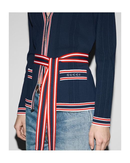 Gucci Blue Belted Button-Up Cardigan