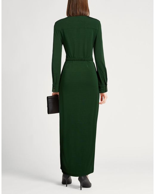 Tory Burch Green Solid Color Long Sleeve Shirt Dress