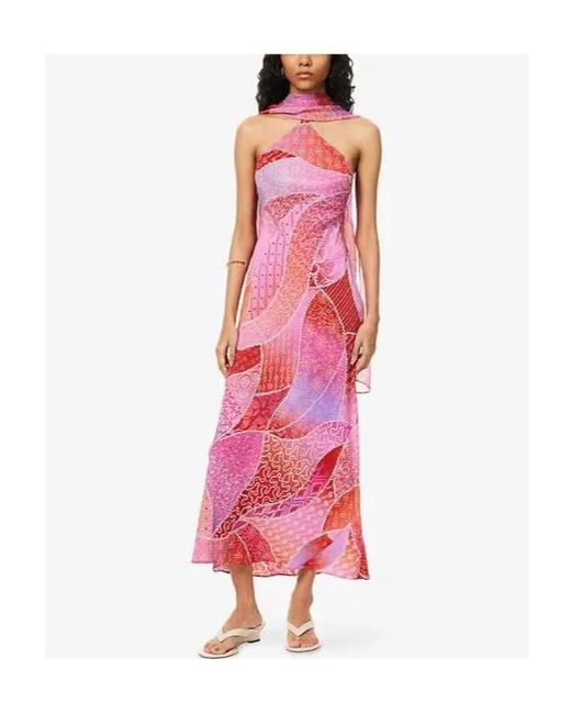 Rixo Pink Dress With Detachable Scarf