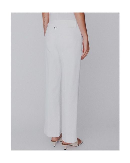 Marella White Flared Stretch Cotton Trousers