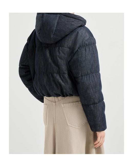 Brunello Cucinelli Blue Zip-Up Hooded Jacket
