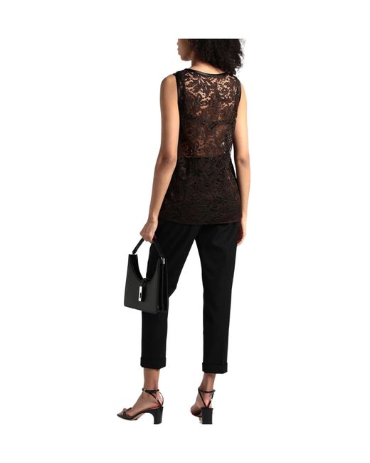 Dolce & Gabbana Black Sleeveless Color-Block Lace Satin Top