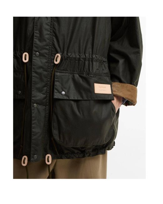 Barbour Black X Paul Smith Hooded Drawstring Jacket for men