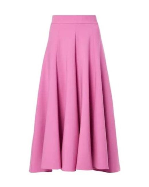 Oscar de la Renta Pink High-Rise Wool-Blend Midi Skirt