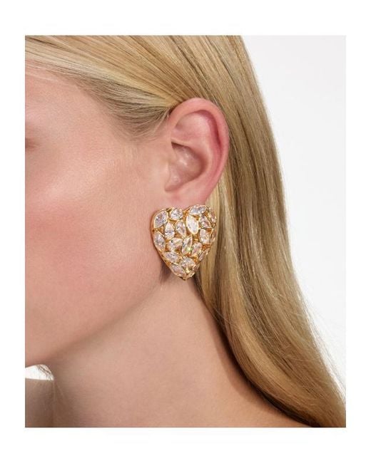 Self-Portrait Metallic Embellished Heart Earrings