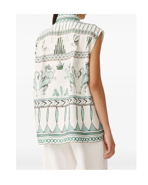 Fabiana Filippi Gray Printed Satin Twill T-Shirt