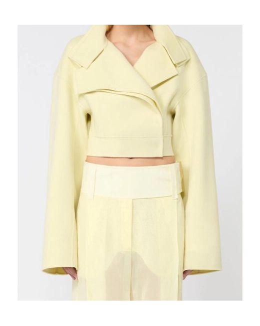 Sportmax Yellow Spspacca Cropped Biker Jacket