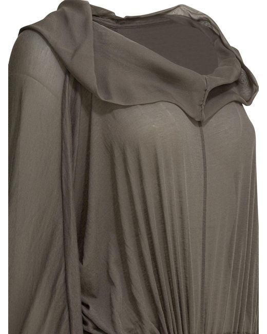 Rick Owens Green Hooded T-Shirt