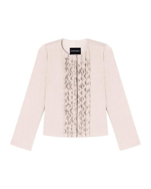 Emporio Armani Pink Ruffled Crewneck Jacket