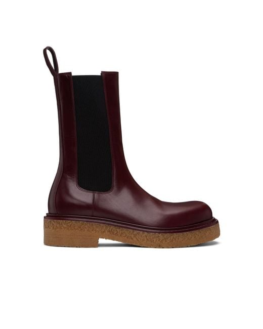 Bottega Veneta Brown Burgundy Haddock Chelsea Boots for men
