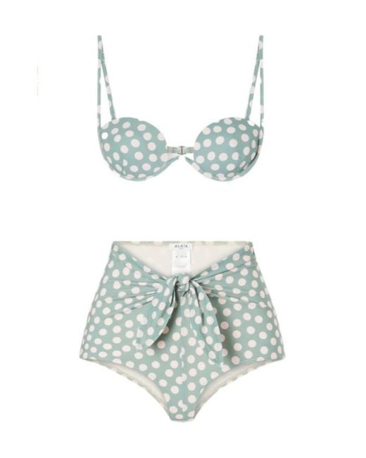 Alaïa Blue Polka Dot Bikini Set