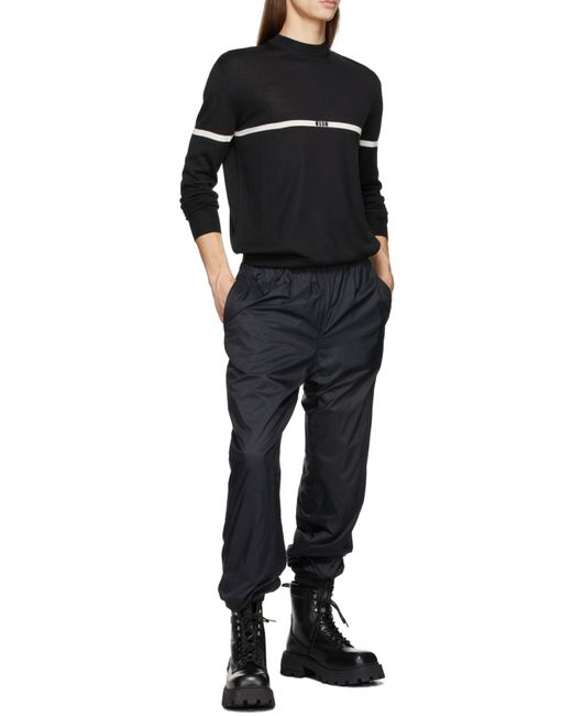 MSGM Black Logo Printed Drawstring Joggers for men