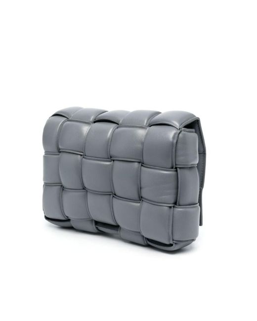 Bottega Veneta Gray Intrecciato-Design Crossbody Bag