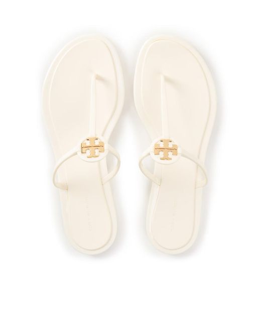 Tory Burch White Logo Flip-Flops