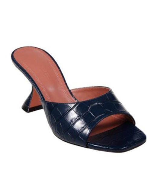 AMINA MUADDI Blue Square-Toed High-Heeled Sandals