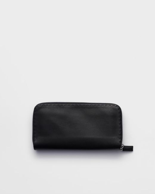 Prada Black Antiqued-Leather Wallet