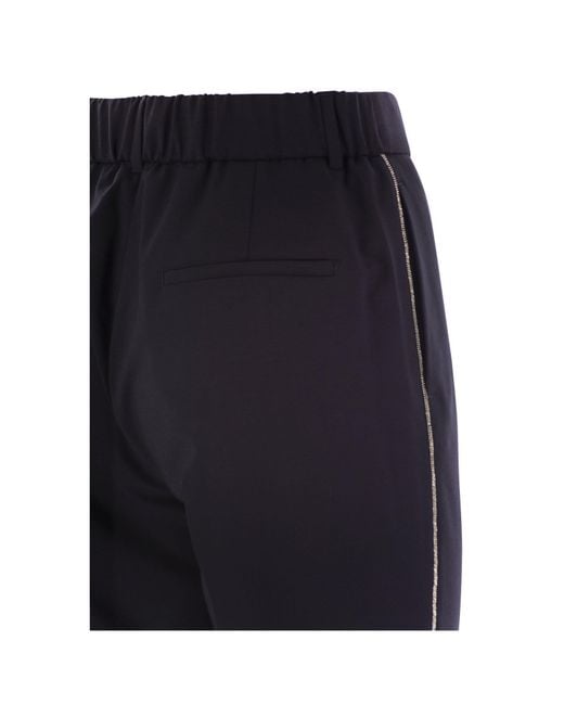 Peserico Blue High-Waist Slim-Fit Pants