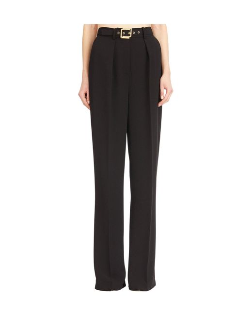Elisabetta Franchi Black Belt Detailed Lightweight Crêpe Trousers