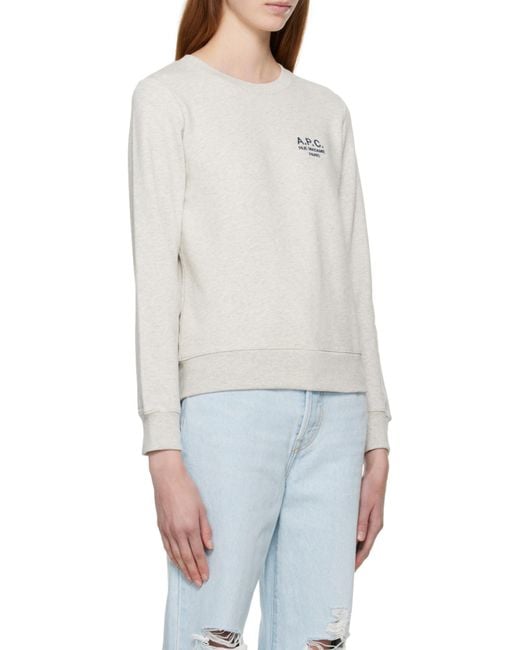 A.P.C. Gray Logo-Print Crewneck Sweater