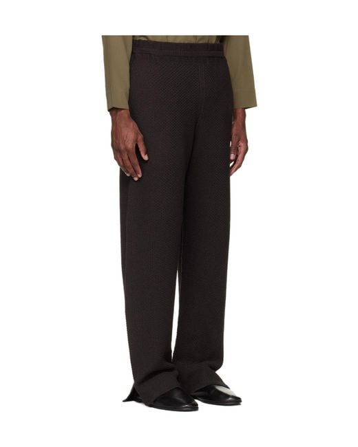 Homme Plissé Issey Miyake Black Elastic Waist Knit Casual Pants for men