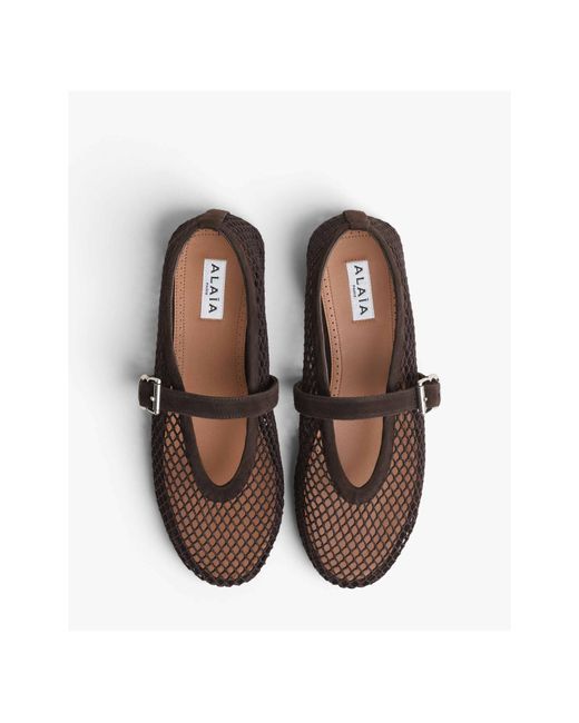 Alaïa Mesh Ballet Flats in Brown | Lyst