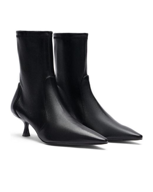 Stuart Weitzman Black Stretch Nappa Pointed-Toe Ankle Booties