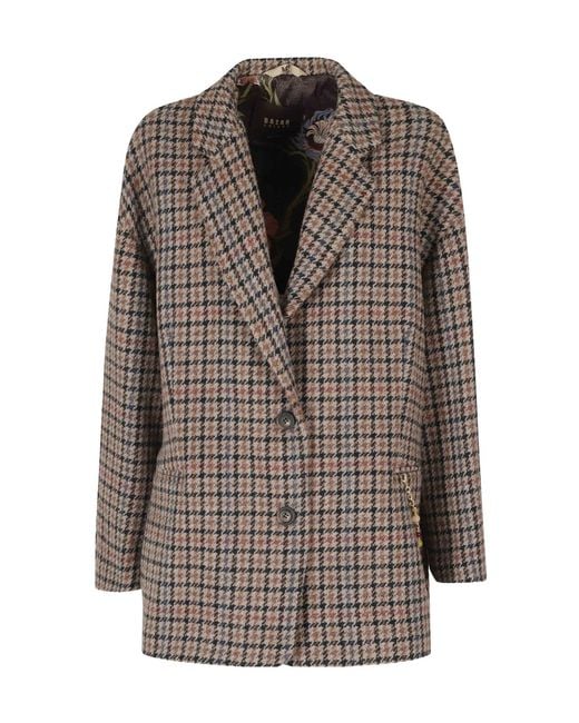 Bazar Deluxe Brown Long-Sleeve Plaid Jacket