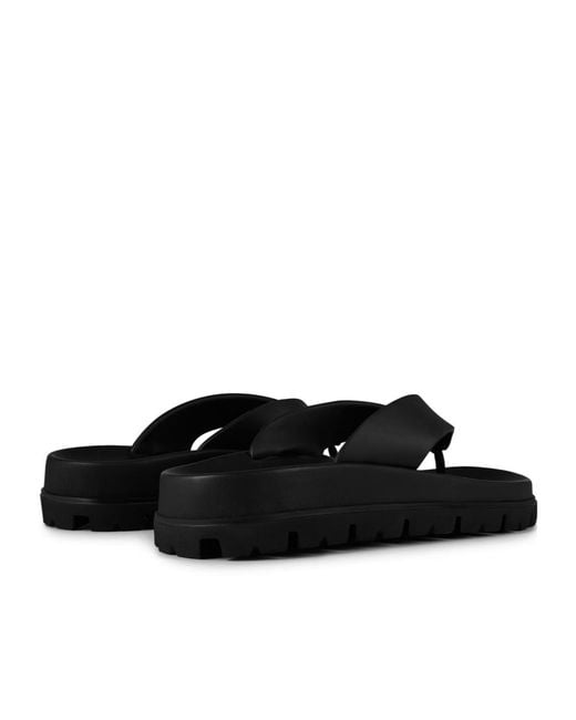 Prada Black Logo Flip-Flops